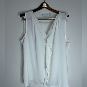 Chico’s Ecru Sleeveless V-Neck Ruffle Front Women's Top size XL (3)